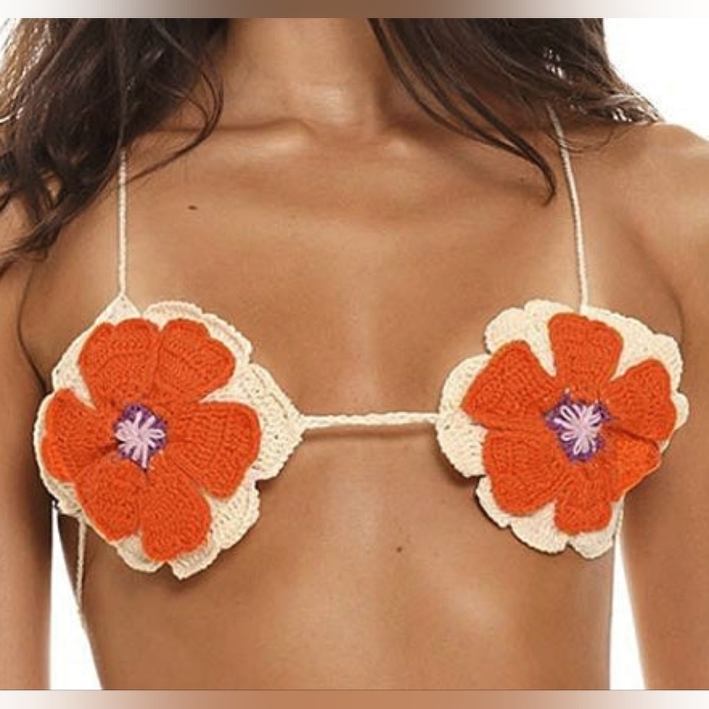 Agua Bendita Naima Cotton Crochet Top Medium